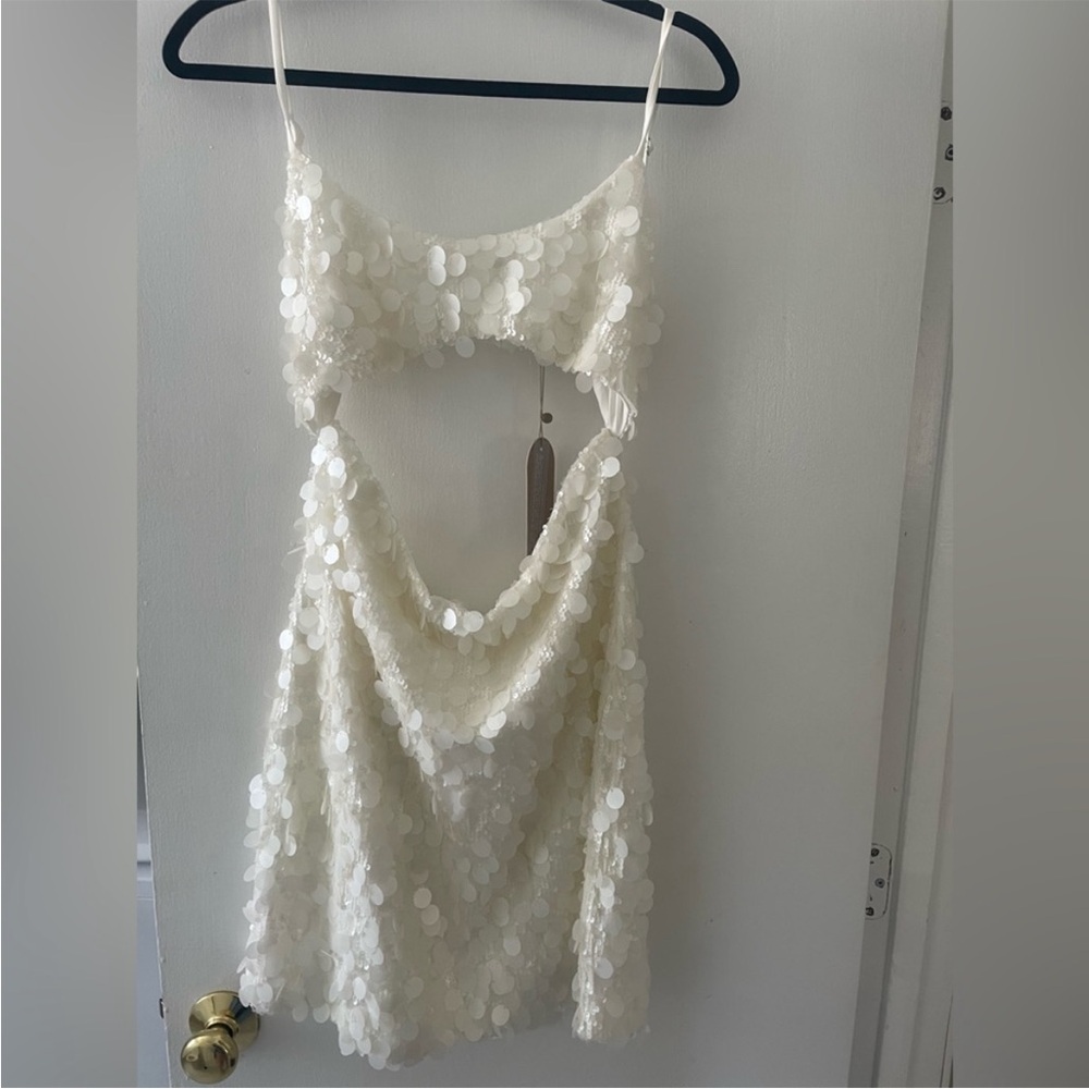 Meshki White Sequin Mini Dress